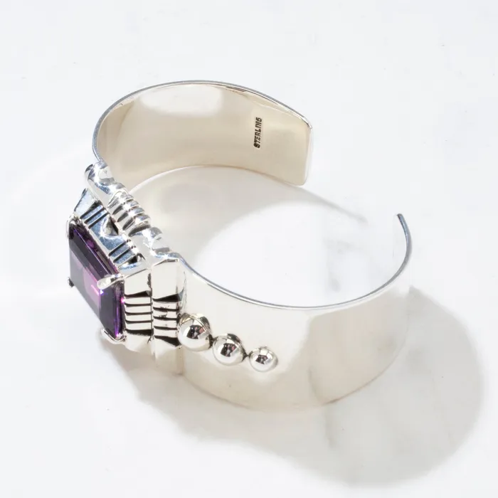 Rings Kalifano Amethyst Navajo USA Native American Made 925 Sterling Silver Cuff