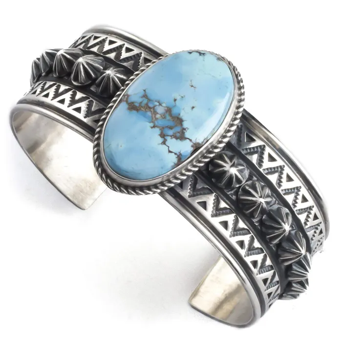 Rings Kalifano Donovan Cadman Golden Hills Turquoise Native American Made 925 Sterling Silver Cuff