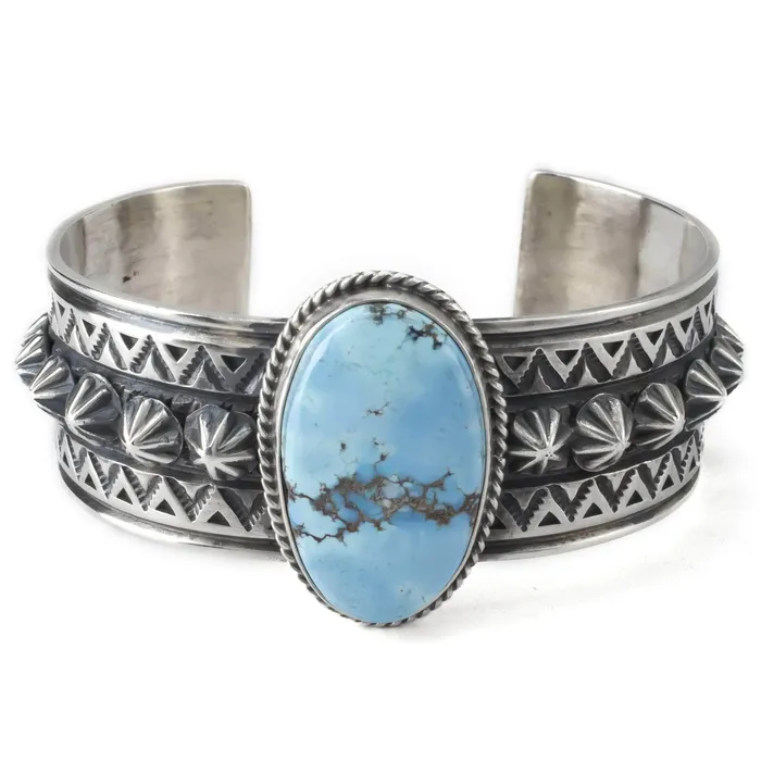 Rings Kalifano Donovan Cadman Golden Hills Turquoise Native American Made 925 Sterling Silver Cuff