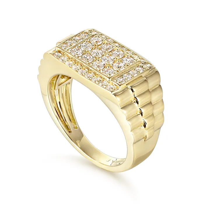 Rings LJ Rectangular Diamond Cluster Ring