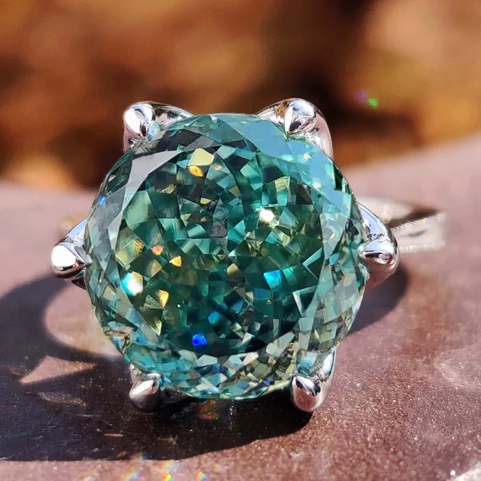 Rings Portuguese Cut Cyan Blue Moissanite Solitaire Engagement Ring Diamondrensu Rings Portuguese Cut Cyan Blue Moissanite Solitaire Engagement Ring Diamondrensu