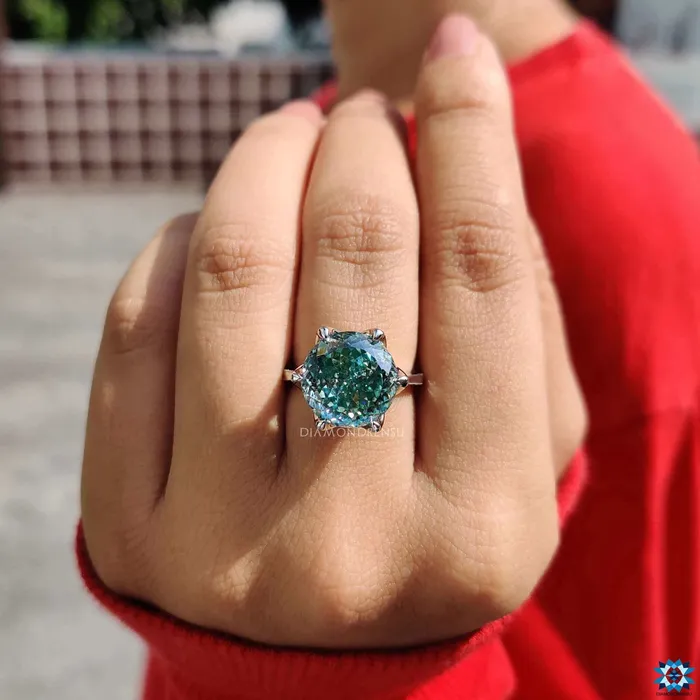 Rings Portuguese Cut Cyan Blue Moissanite Solitaire Engagement Ring Diamondrensu Rings Portuguese Cut Cyan Blue Moissanite Solitaire Engagement Ring Diamondrensu
