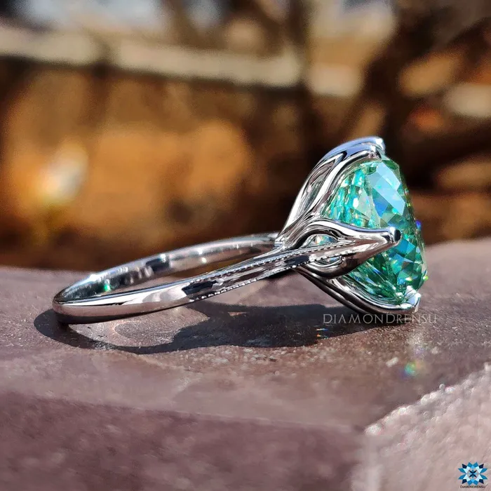 Rings Portuguese Cut Cyan Blue Moissanite Solitaire Engagement Ring Diamondrensu Rings Portuguese Cut Cyan Blue Moissanite Solitaire Engagement Ring Diamondrensu