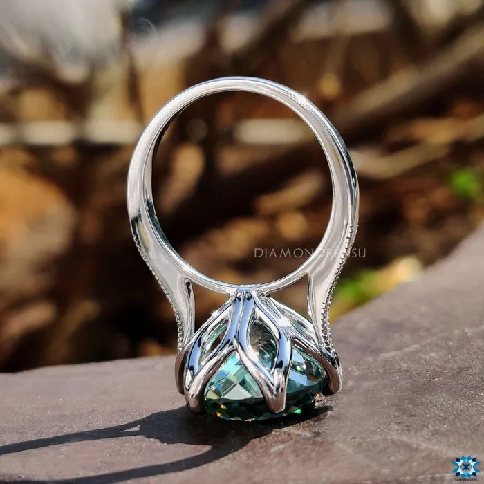 Rings Portuguese Cut Cyan Blue Moissanite Solitaire Engagement Ring Diamondrensu Rings Portuguese Cut Cyan Blue Moissanite Solitaire Engagement Ring Diamondrensu