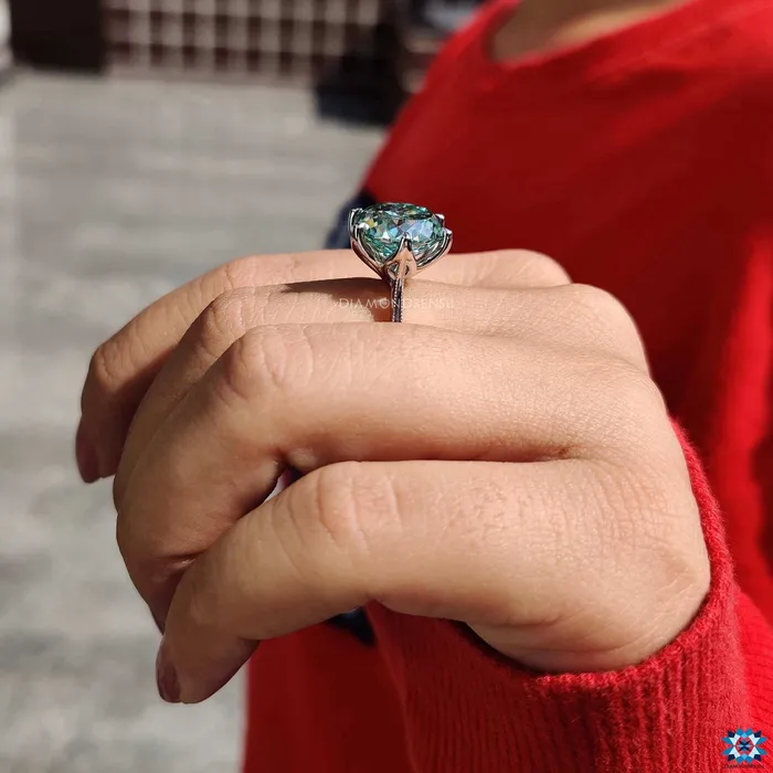 Rings Portuguese Cut Cyan Blue Moissanite Solitaire Engagement Ring Diamondrensu Rings Portuguese Cut Cyan Blue Moissanite Solitaire Engagement Ring Diamondrensu