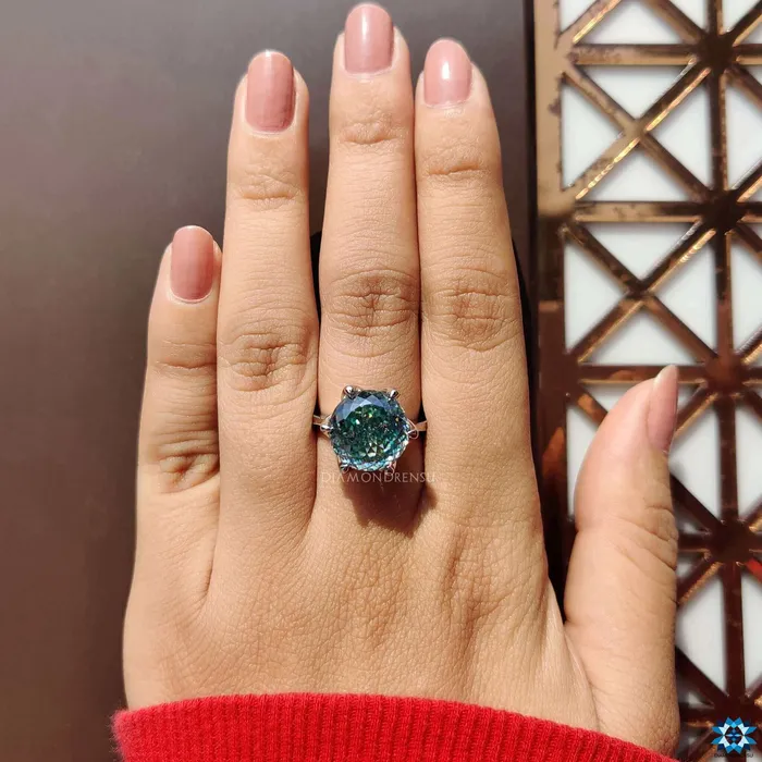 Rings Portuguese Cut Cyan Blue Moissanite Solitaire Engagement Ring Diamondrensu Rings Portuguese Cut Cyan Blue Moissanite Solitaire Engagement Ring Diamondrensu