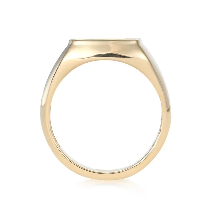 Ripple Pattern Diamond Signet Ring LJ Rings