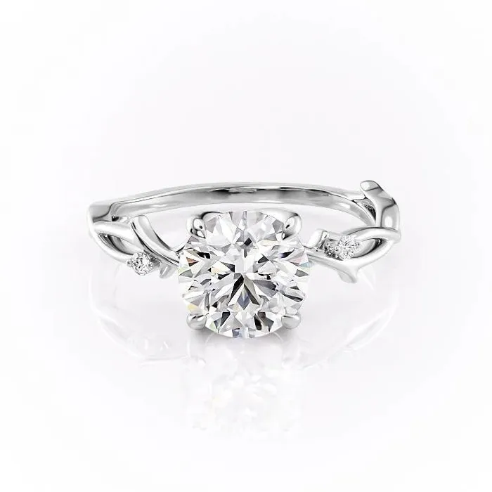 Round Cut Moissanite Engagement Ring Twig Design Flawless Moissanite Rings
