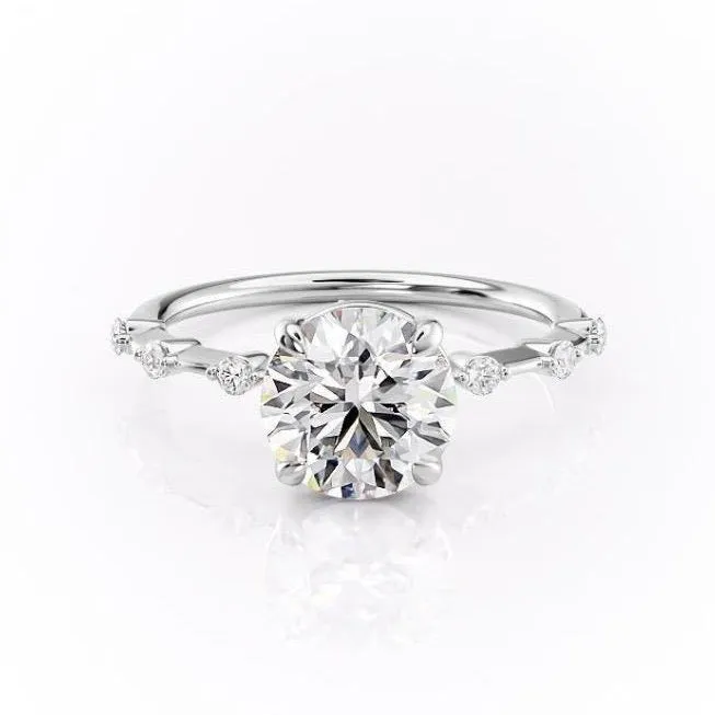 Round Cut Moissanite Ring Delicate Vintage Style Flawless Moissanite Rings