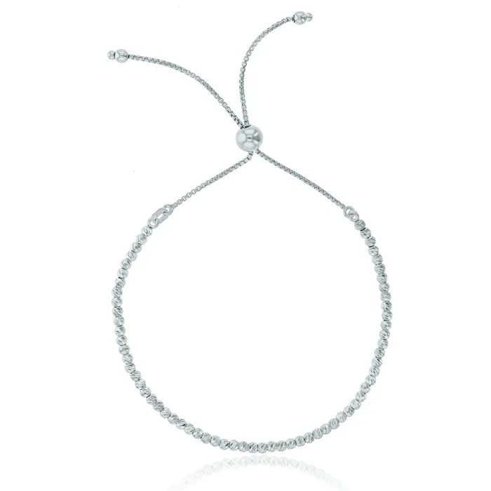 Silver Bracelets Sterling Silver 230mm Diamond Cut Bead Adjustable Bracelet