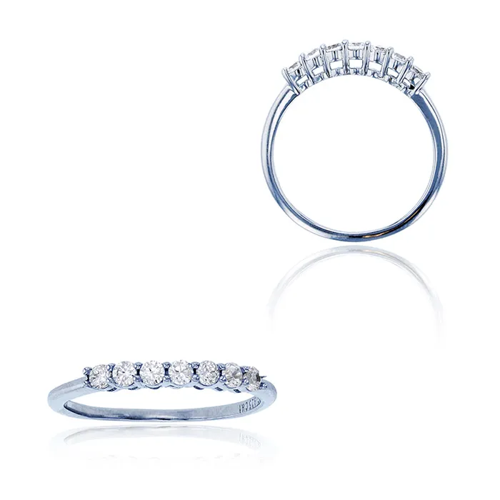 Silver Rings Sterling Silver Rhodium 7Stone Round Cut Anniversary Band Ring