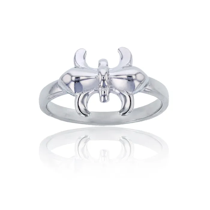 Silver Sterling Silver Sideways Fleur De Lis Ring Rings