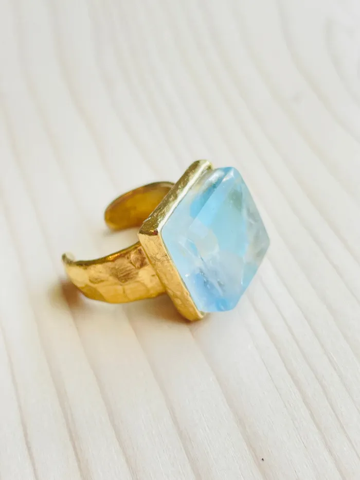 Smart Glass Rings Gold Pastel Mosaic Glass Ring
