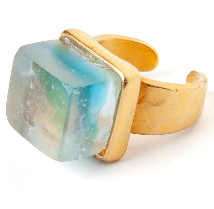 Smart Glass Rings Gold Pastel Mosaic Glass Ring