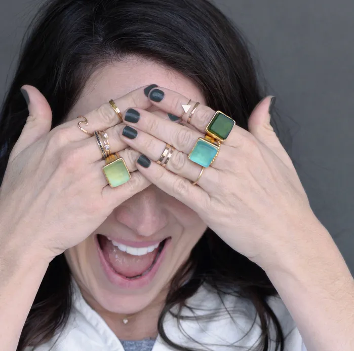 Smart Glass Rings Gold Pastel Mosaic Glass Ring