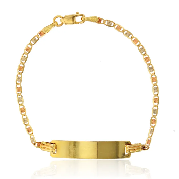 Solid 14K Gold Tri Color 2mm Diamond Cut Flat Star ID Bracelet 14K Italian 6 ID Bracelets Tricolor Love Bracelets With Lobster Claw Clasp DecadenceJewelry Bracelets Solid 14K Gold Tri Color 2mm Diamond Cut Flat Star ID Bracelet 14K Italian 6 ID Bracelets Tricolor Love Bracelets With Lobster Claw Clasp DecadenceJewelry Bracelets