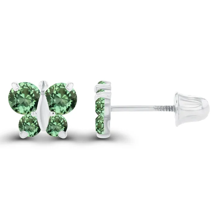 Sterling Silver Rhodium 175mm 250mm Round Amethyst Butterfly Screwback Earring Silver Earrings Sterling Silver Rhodium 175mm 250mm Round Amethyst Butterfly Screwback Earring Silver Earrings