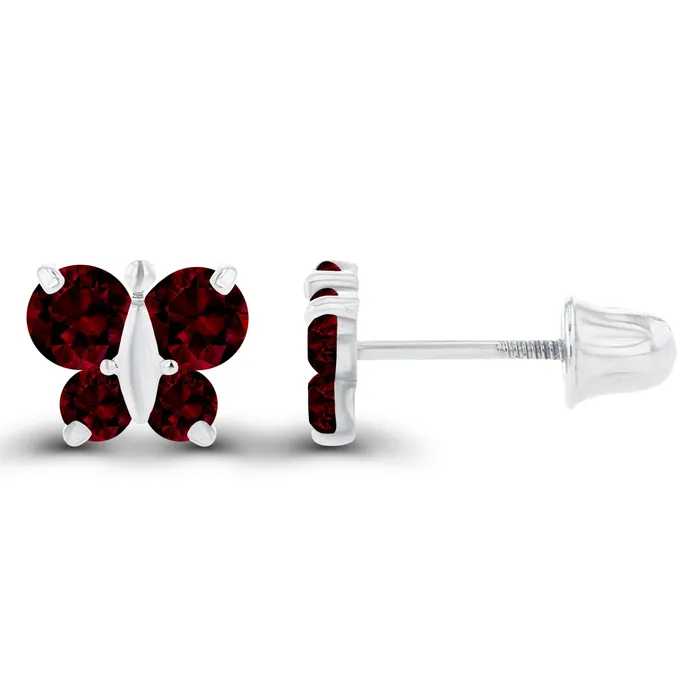 Sterling Silver Rhodium 175mm 250mm Round Amethyst Butterfly Screwback Earring Silver Earrings Sterling Silver Rhodium 175mm 250mm Round Amethyst Butterfly Screwback Earring Silver Earrings