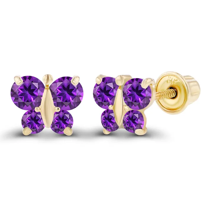 Sterling Silver Rhodium 175mm 250mm Round Amethyst Butterfly Screwback Earring Silver Earrings Sterling Silver Rhodium 175mm 250mm Round Amethyst Butterfly Screwback Earring Silver Earrings