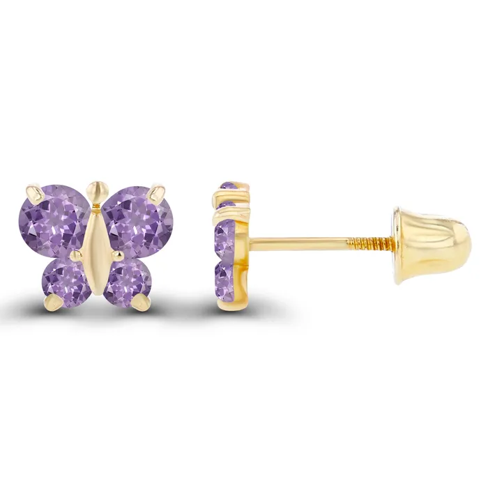 Sterling Silver Rhodium 175mm 250mm Round Amethyst Butterfly Screwback Earring Silver Earrings Sterling Silver Rhodium 175mm 250mm Round Amethyst Butterfly Screwback Earring Silver Earrings