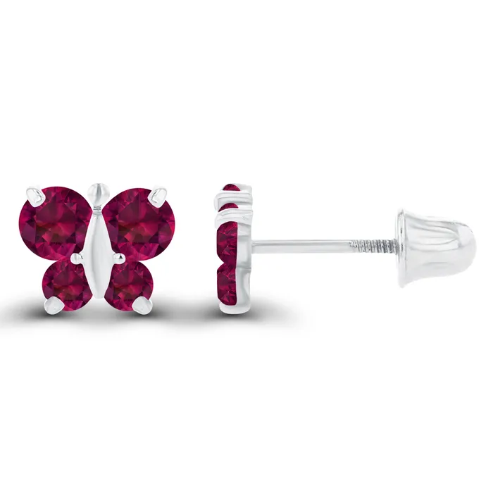 Sterling Silver Rhodium 175mm 250mm Round Amethyst Butterfly Screwback Earring Silver Earrings Sterling Silver Rhodium 175mm 250mm Round Amethyst Butterfly Screwback Earring Silver Earrings