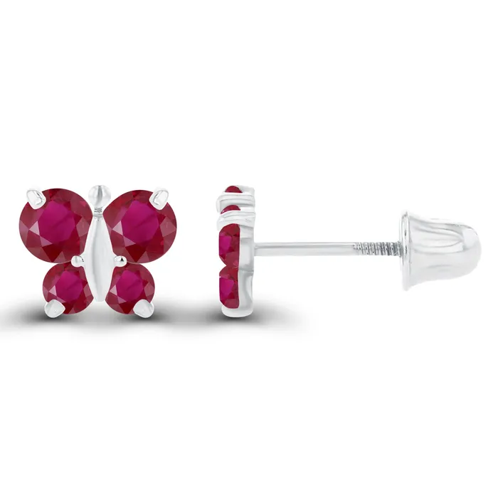 Sterling Silver Rhodium 175mm 250mm Round Amethyst Butterfly Screwback Earring Silver Earrings Sterling Silver Rhodium 175mm 250mm Round Amethyst Butterfly Screwback Earring Silver Earrings