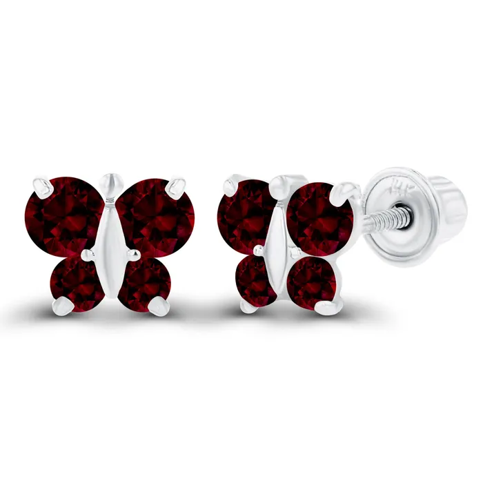 Sterling Silver Rhodium 175mm 250mm Round Amethyst Butterfly Screwback Earring Silver Earrings Sterling Silver Rhodium 175mm 250mm Round Amethyst Butterfly Screwback Earring Silver Earrings