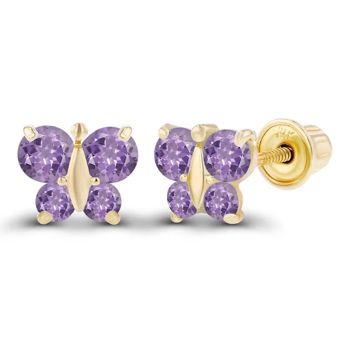 Sterling Silver Rhodium 175mm 250mm Round Amethyst Butterfly Screwback Earring Silver Earrings Sterling Silver Rhodium 175mm 250mm Round Amethyst Butterfly Screwback Earring Silver Earrings