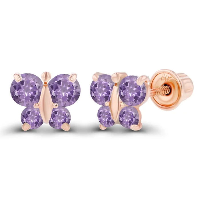 Sterling Silver Rhodium 175mm 250mm Round Amethyst Butterfly Screwback Earring Silver Earrings Sterling Silver Rhodium 175mm 250mm Round Amethyst Butterfly Screwback Earring Silver Earrings