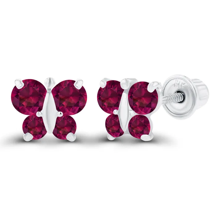 Sterling Silver Rhodium 175mm 250mm Round Amethyst Butterfly Screwback Earring Silver Earrings Sterling Silver Rhodium 175mm 250mm Round Amethyst Butterfly Screwback Earring Silver Earrings