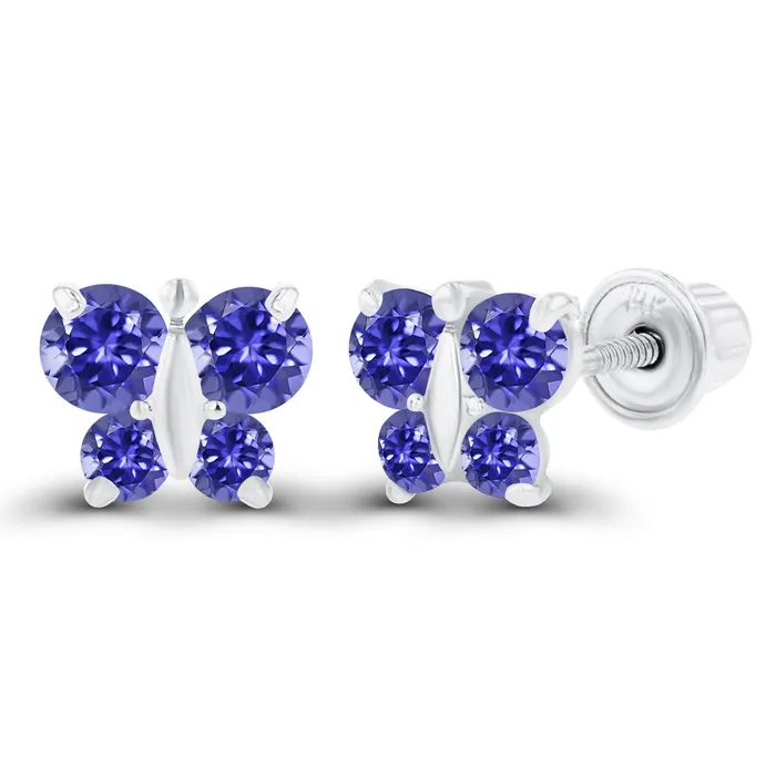 Sterling Silver Rhodium 175mm 250mm Round Amethyst Butterfly Screwback Earring Silver Earrings Sterling Silver Rhodium 175mm 250mm Round Amethyst Butterfly Screwback Earring Silver Earrings