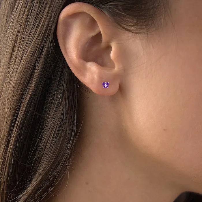 Sterling Silver Rhodium 175mm 250mm Round Amethyst Butterfly Screwback Earring Silver Earrings Sterling Silver Rhodium 175mm 250mm Round Amethyst Butterfly Screwback Earring Silver Earrings