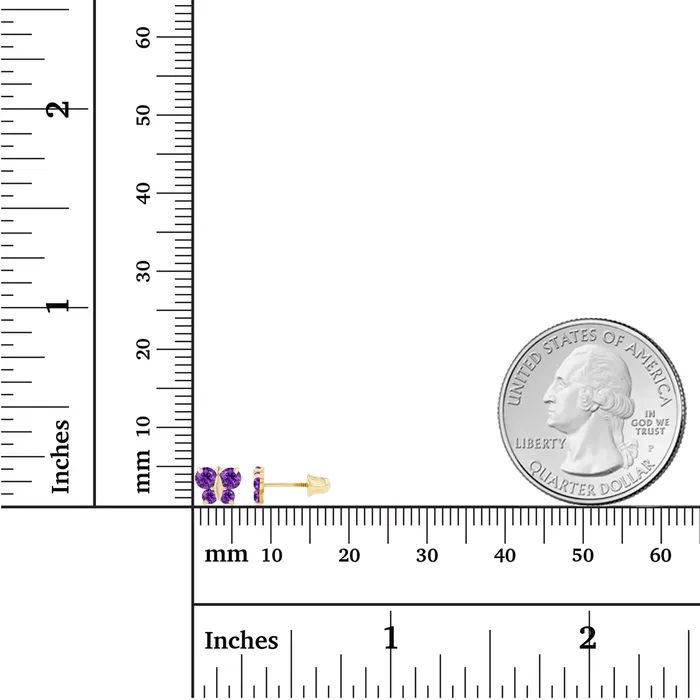 Sterling Silver Rhodium 175mm 250mm Round Amethyst Butterfly Screwback Earring Silver Earrings Sterling Silver Rhodium 175mm 250mm Round Amethyst Butterfly Screwback Earring Silver Earrings