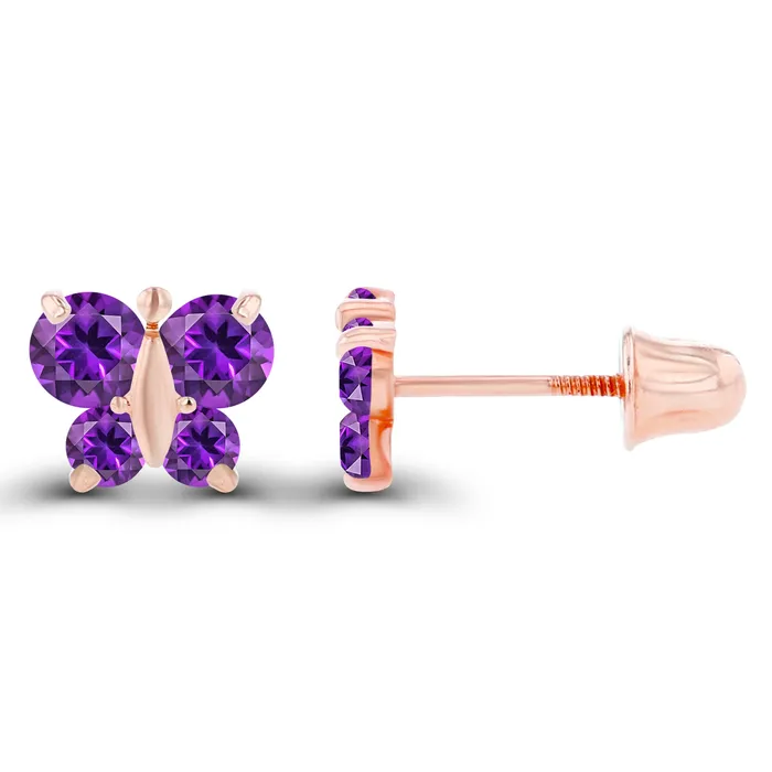 Sterling Silver Rhodium 175mm 250mm Round Amethyst Butterfly Screwback Earring Silver Earrings Sterling Silver Rhodium 175mm 250mm Round Amethyst Butterfly Screwback Earring Silver Earrings