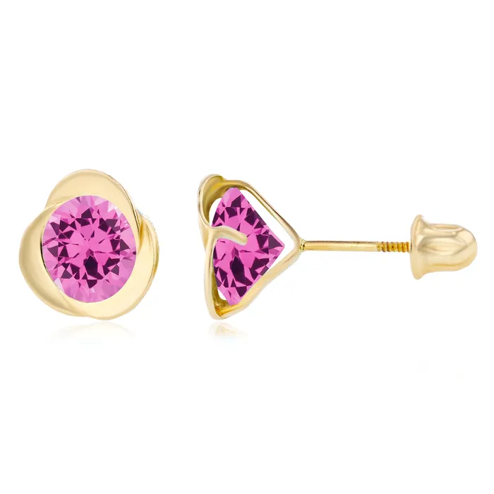 Sterling Silver Rhodium 6mm Round Amethyst Invert Screwback Earrings Silver Earrings
