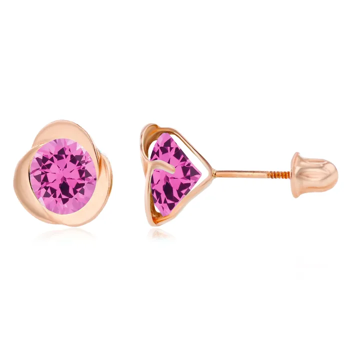 Sterling Silver Rhodium 6mm Round Amethyst Invert Screwback Earrings Silver Earrings