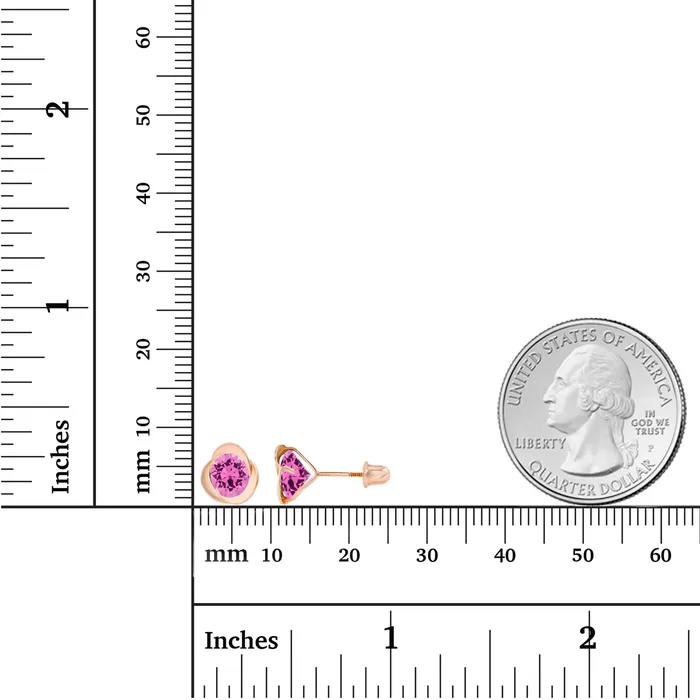 Sterling Silver Rhodium 6mm Round Amethyst Invert Screwback Earrings Silver Earrings