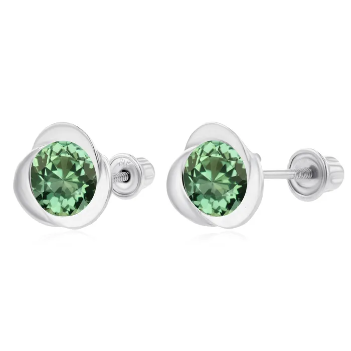 Sterling Silver Rhodium 6mm Round Amethyst Invert Screwback Earrings Silver Earrings