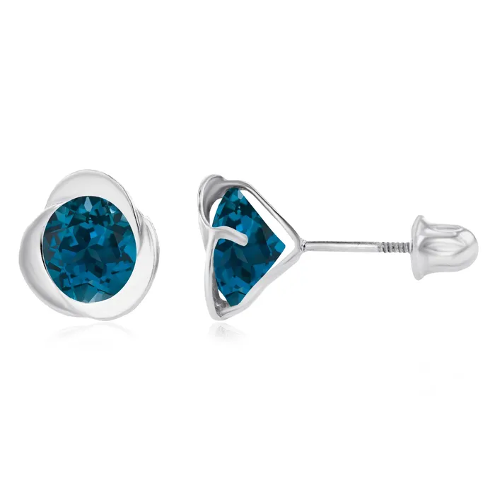 Sterling Silver Rhodium 6mm Round Amethyst Invert Screwback Earrings Silver Earrings