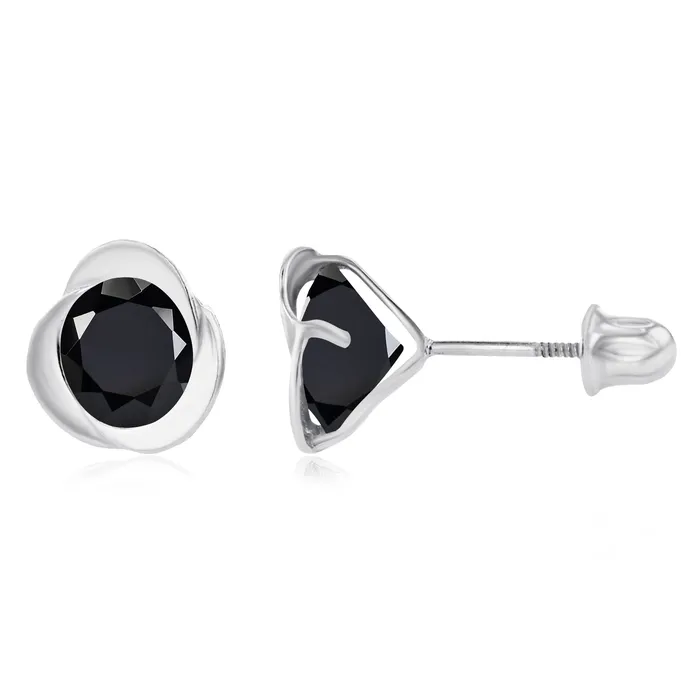 Sterling Silver Rhodium 6mm Round Amethyst Invert Screwback Earrings Silver Earrings