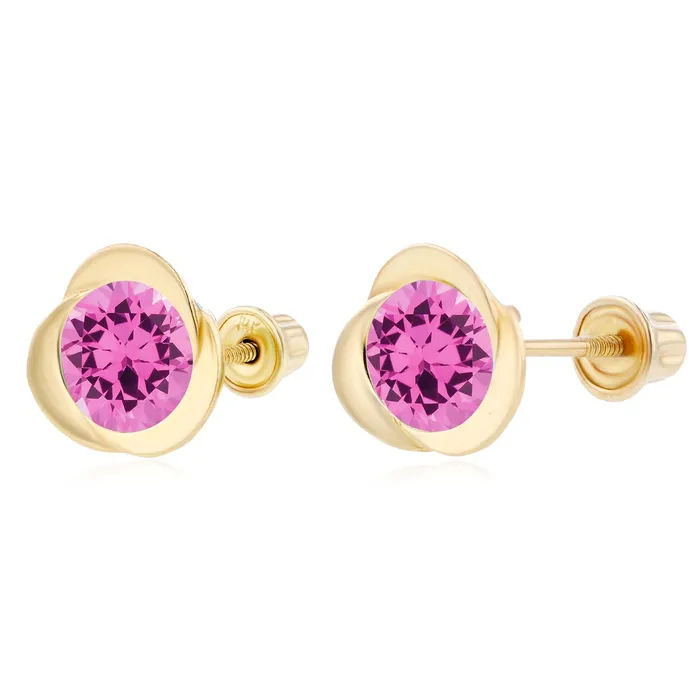 Sterling Silver Rhodium 6mm Round Amethyst Invert Screwback Earrings Silver Earrings