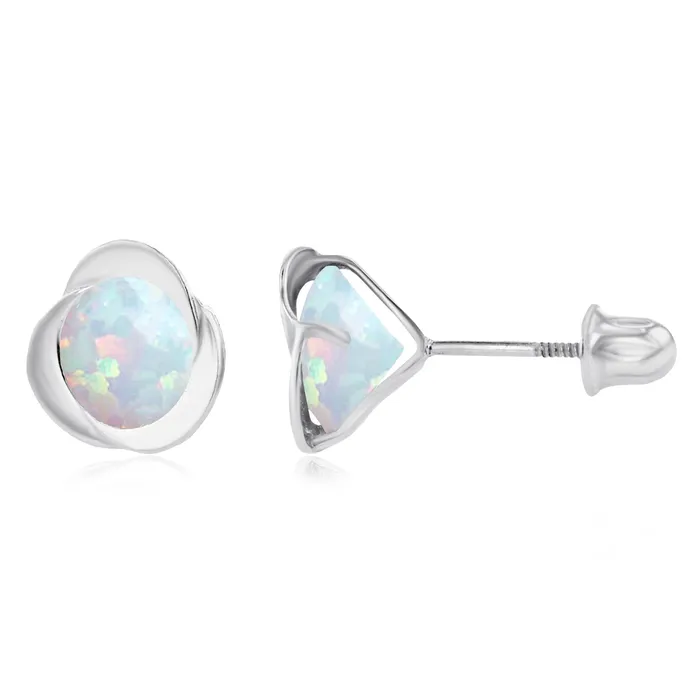 Sterling Silver Rhodium 6mm Round Amethyst Invert Screwback Earrings Silver Earrings