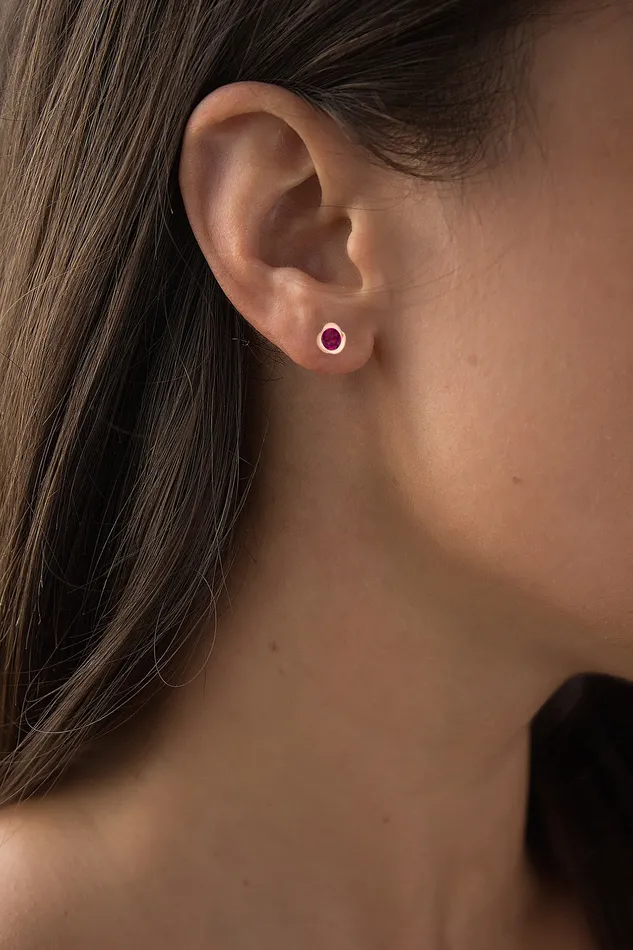 Sterling Silver Rhodium 6mm Round Amethyst Invert Screwback Earrings Silver Earrings