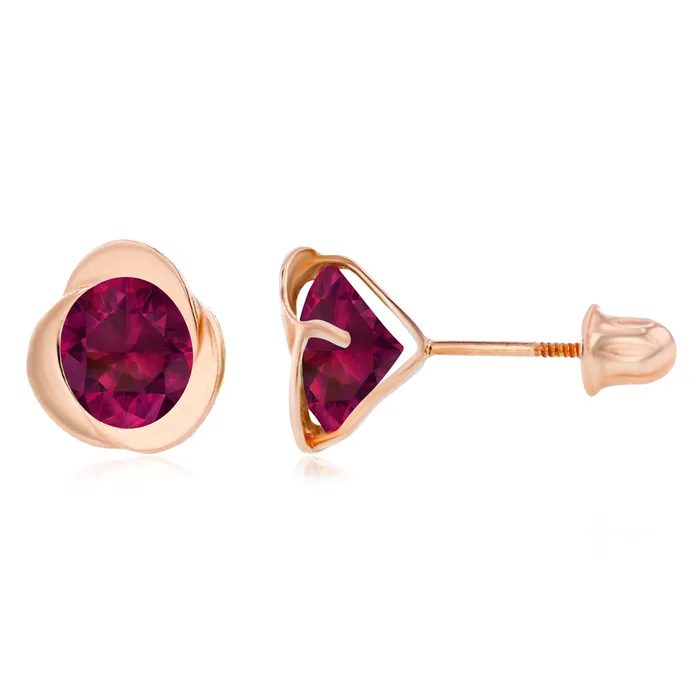 Sterling Silver Rhodium 6mm Round Amethyst Invert Screwback Earrings Silver Earrings