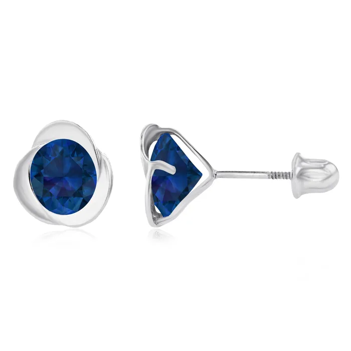 Sterling Silver Rhodium 6mm Round Amethyst Invert Screwback Earrings Silver Earrings