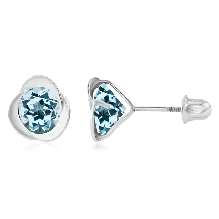 Sterling Silver Rhodium 6mm Round Amethyst Invert Screwback Earrings Silver Earrings