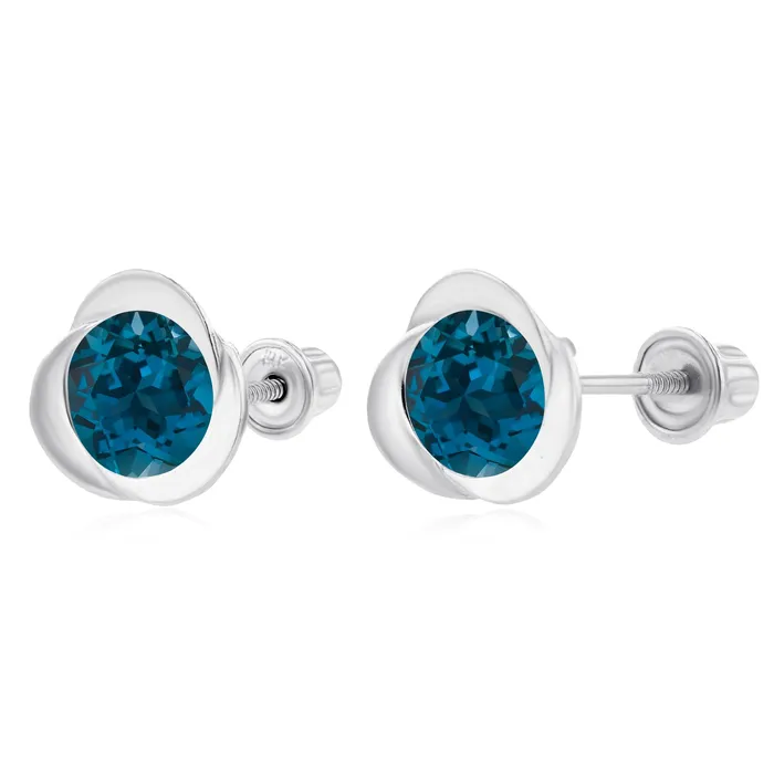 Sterling Silver Rhodium 6mm Round Amethyst Invert Screwback Earrings Silver Earrings