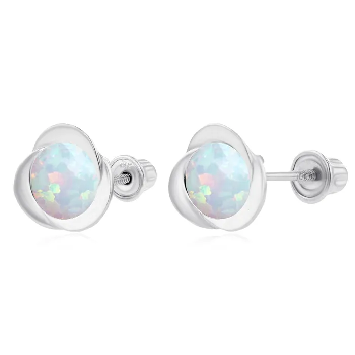 Sterling Silver Rhodium 6mm Round Amethyst Invert Screwback Earrings Silver Earrings