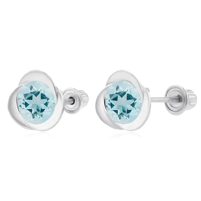 Sterling Silver Rhodium 6mm Round Amethyst Invert Screwback Earrings Silver Earrings