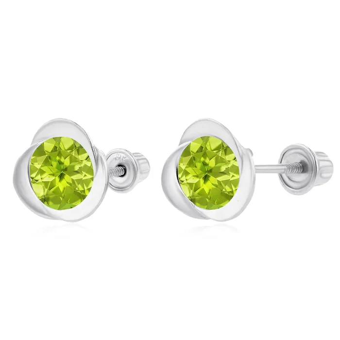 Sterling Silver Rhodium 6mm Round Amethyst Invert Screwback Earrings Silver Earrings